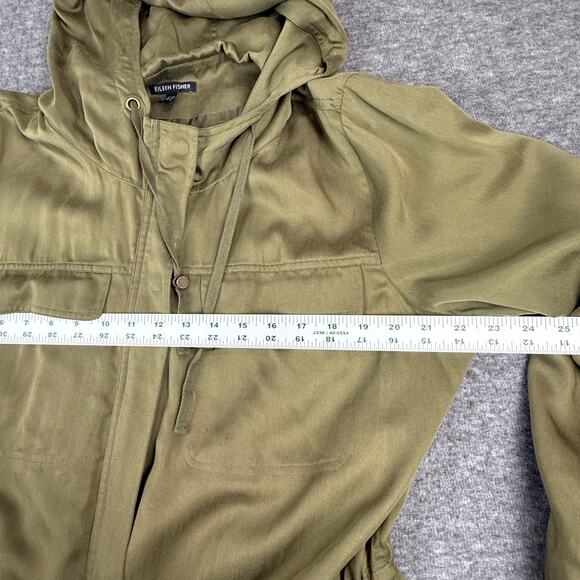 Eileen Fisher Polished Anorak Jacket Hooded Full Zip Olive Womens XL Sustainable - Picture 9 of 14